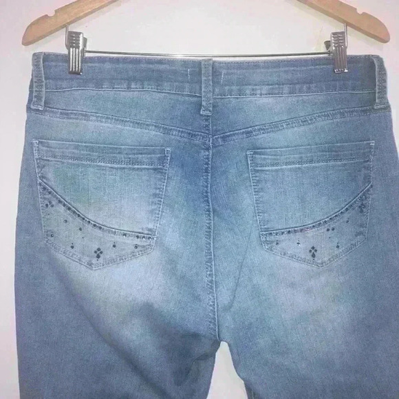 NYDJ Kimora Ankle Skinny Jeans Crystal Embellished Blue Denim - Picture 8 of 14